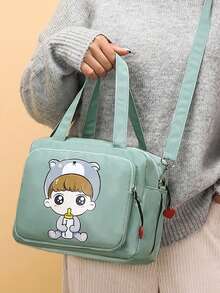 1pc Waterproof Large Capacity Tote Bag, Shoulder Strap Insulated Minimalist Cartoon Cute Diaper Bag, Suitable For Daily Outings - Multicolor - View 6
