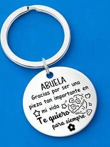 1 pieza Llavero de acero inoxidable para hombres, regalo de cumpleaños para abuela y abuelo, regalos de Acción de Gracias - Plateado - Ver 3