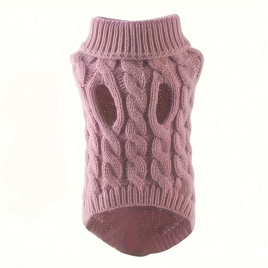 Pet & Dog Clothes - Knitted, Pet Knitwear - Couple's Sweater, Fashionable Pet Sweater, Stylish Autumn/Winter Pet Clothes, Solid Color Pet Apparel, Twist Knit Warm Pet Outfits, Essential Pet Outings, 8 Colors Available, All F89U - Quần áo cho chó và mèo màu xám đậm - Xem 1