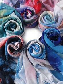 1 件高品质扎染长款头巾，女士彩色柔软披肩，穆斯林围巾，轻薄夏季马来西亚纯色头巾