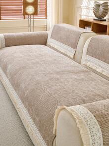 1pc Luxury Chenille Sofa Cushion Cover, Modern Minimalist Fashion Dust-Proof Anti-Slip Sofa Seat Pad, Washable, Suitable For Bedroom, Office, Living Room Combination, L-Shaped Sofa And 1/2/3/4 Seat Sofa, All Season - Khaki - View 6