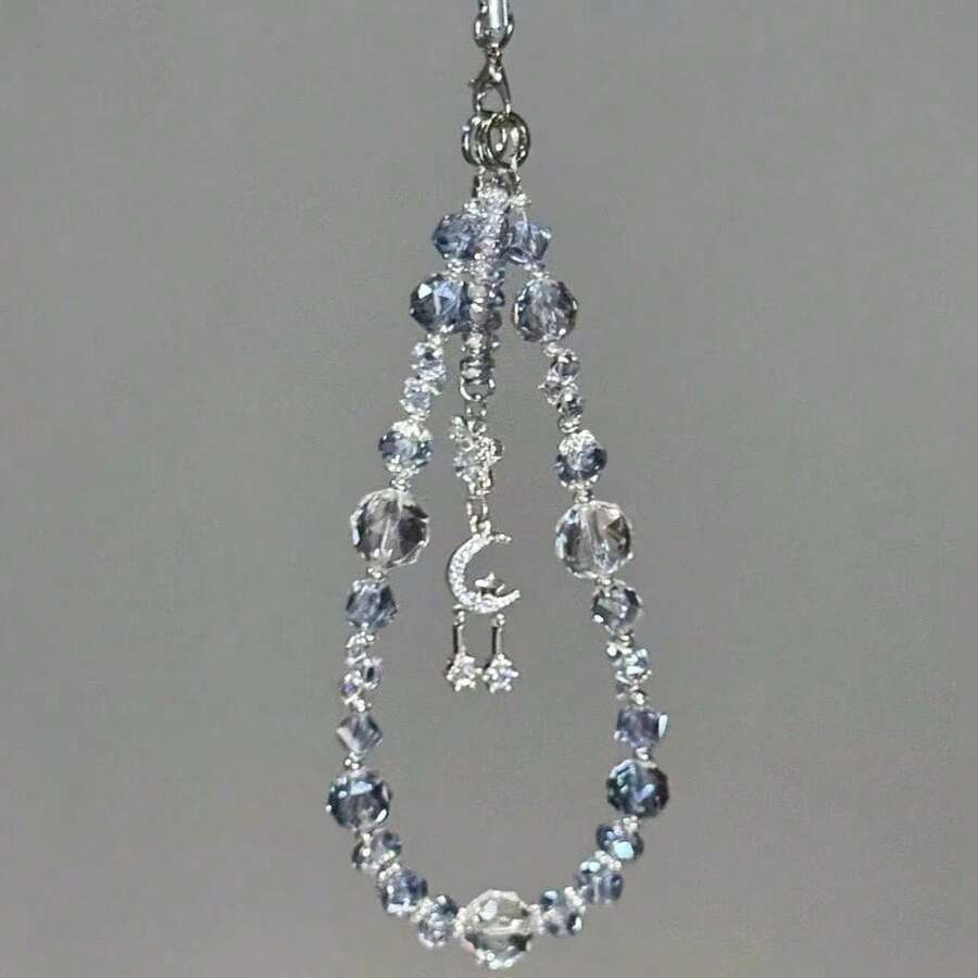 星月串珠手机链，精致闪亮小众手机挂链，兼容安卓及大多数智能手机，送给母亲、家人、朋友、孩子、生日、节日的礼物 - Fs0530 - 查看 1