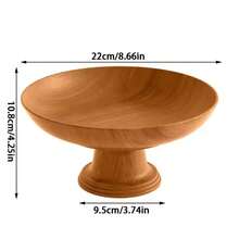 Wooden Grain High Foot Snack & Fruit Plate, Home Living Room Housewarming Dessert, Cake, Nuts Tray - Multicolor - View 6