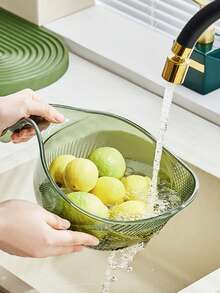 1个多功能带柄滤水篮 - 二合一蔬菜清洗器、淘米器、滤水器和水果碗，适用于厨房水槽，可用于淘米、准备沙拉和沥干意面。 - 彩色 - 查看 3