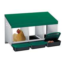 Techigher Chicken Nesting Boxes, 3/4 Hole Metal Chicken Egg Laying Box With Pull-Out Trays And Rollout Egg Collection For ChickenCoop - Green 3 Hole - View 9