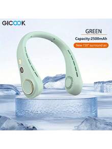 GICOOK Neck Fan, Fan, Fans, Portable Fan, Fans Portable, Mini Fan, Home, Ventilador, Ventilador Recargable,Portable Neck Fan USB Small Fan Quiet Rechargeable Electric Fan Portable Electric Fan Home Kitchen Outdoor Camping Dorm Office Air Circulation Fan - màu xanh lá - Xem 1