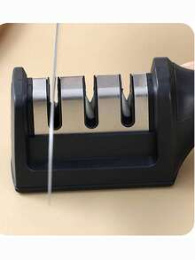3-Stage Handheld Knife Sharpener With Non-Slip Base, Multifunctional Kitchen Knife Accessory Tool - Multicolor - View 6