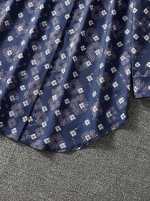 女士通体碎花长袖阿拉伯风格上衣，前开襟纽扣 - 彩色 - 查看 5