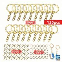 Yiwu Qiyou Accessories Co., LTD 120件套DIY钥匙扣连接环套装 - 优质锌合金迷你螺丝眼针吊坠，适用于耳环首饰制作、工艺制作和维修 - 易于使用的工具配件 - 120pcs - 查看 13
