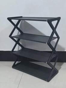1pc 4-Tier Stackable Foldable Plastic Shoe Rack - Space-Saving X-Shaped Storage Organizer, Suitable For Entryway, Hallway, Bedroom And Dorm, Black, Easy Assembly, Durable Plastic Design, Shoe Storage Rack, Practical Shelf - Multicolor - View 6