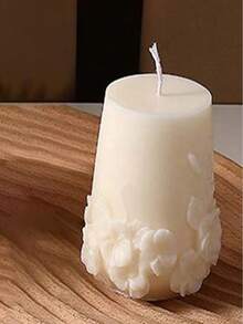 优雅花卉浮雕香氛蜡烛 - 柔和白色3D雕刻设计，奢华质感，舒缓层次香氛，精致家居装饰，桌面摆件，高端礼品 - 白色 - 查看 15