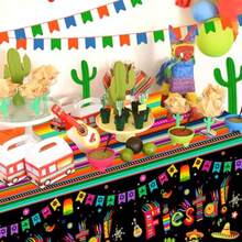 zxr Genérico Mantel Fiesta Mexicana Set de 3 Manteles Fiesta Mexicana - Mantel Mexicano para Fiesta Cinco de Mayo y Cinco de Mayo para Decoraciones125 - Multicolor - Ver 4