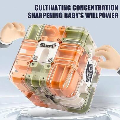 3D Ball Maze Cube Puzzle - Educational Logic Cube For Kids, Parent-Child Battle Game, Stress Relief Toy For Logical Thinking Training(Accessory Color Random)