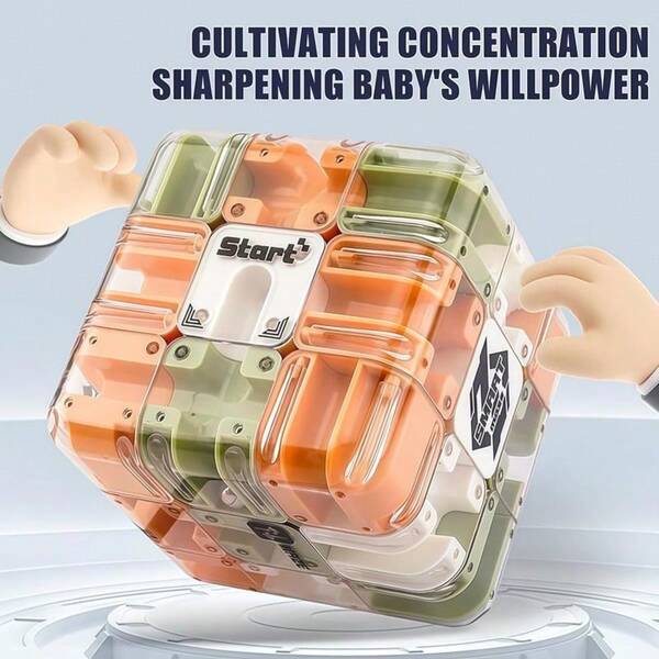 3D Ball Maze Cube Puzzle - Educational Logic Cube For Kids, Parent-Child Battle Game, Stress Relief Toy For Logical Thinking Training(Accessory Color Random)