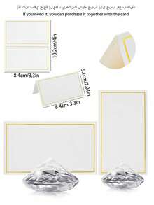 Crystal Clear Acrylic Diamond Shaped Place Card Holder - Includes Place Cards, Square Table Number Card Holder With Diamond Face Design, Suitable For Wedding Reception Seating Cards, Numbered Dining Tables, Party Table Number Plates, Event Meal Table Card Clips - Multicolor - View 5