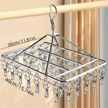 1pc Stainless Steel Clothes Hanger Clips, Multi-Functional Windproof Hanging Hooks For Skirts, Socks, Jeans, Pants, Dresses, Suitable For Home, Hotel, Dorm, School, Clothing Store - Perak - View 4