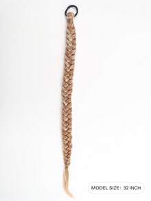 1pc 32-Inch Handmade Fishbone Braid Ponytail With Elastic Bands, Suitable For Women - Multicolor - View 3