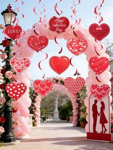 12个情人节心形螺旋吊坠，红色心形挂饰，情人节装饰，情人节快乐装饰，爱情礼物，婚礼用品，新娘送礼会回礼，家居装饰，卧室装饰，浪漫烛光晚餐背景，室内/室外派对用品，情人节礼物 - 紅色 - 查看 9