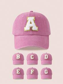 1 st. Dam- och herrkeps med bokstavstryck, tvättad basebollkeps, solhatt lämplig för utomhusaktiviteter och vardagsbruk, solskydd - Rosa - Visa 10