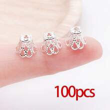 100pcs Flower Shape Iron Flower Petal Bead Caps Spacers For Earring Bracelet Necklace DIY Jewelry Making Supplies