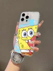 SpongeBob SquarePants 1个透明太空卡通表情字母图案防震手机壳，兼容三星/苹果17/16/15/14/13/12/11Pro Max/12Pro/14Plus等型号 - 彩色 - 查看 4
