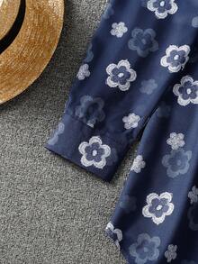 Women's Long Sleeve All-Over Floral Print Casual Arabic Style Top - Multicolor - View 7