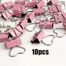 10/20pcs Pink Heart Shaped Metal Office File Folders, Foldable Design For Organizing And Convenient Office Supplies - Multicolor - View 9