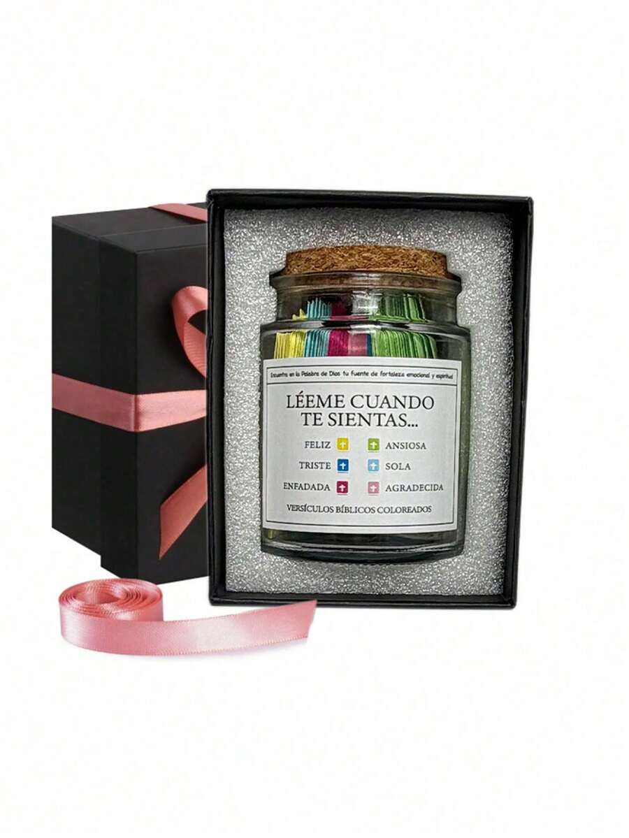 Bible Scripture Glass Jar 1pc Mother's Day Christian Gifts For Women Men, Bible Verse Jar, Read Me When Bible Verses Jar For Emotions And Feelings, Bible Study Church Religious Gifts For Women Men Mom, Dad, Sister, Friend,A Glass Jar With Color-Coded Bible Verses, Containing Spanish Bible Verses - Multicolor - View 1