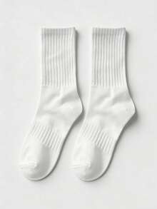 10 Pairs Of Men's Mid-Calf Socks, Men's Socks, Men's And Women's Socks, Solid Color Socks, Suitable For Daily Wear By Men And Women