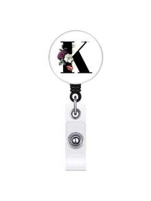 1pc Retractable ID Badge Reel With Clip, Rotary Clasp Fit For A-Z ID Cards, White Glass Keychain, Suitable For Nurses, Doctors, Office Supplies, Back To School Identification, Meaningful Gift For Halloween, Christmas, Valentine's Day, New Year For Friends, Colleagues, Teachers, Elders