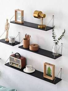 1pc (With Hook) Partition Wall Shelf, Floating Shelves, No Drilling Wall Mounted Shelf For Bedroom, Study, Living Room, Bathroom, Kitchen, Decorative Wall Rack, Storage Organizer - Multicolor - View 9