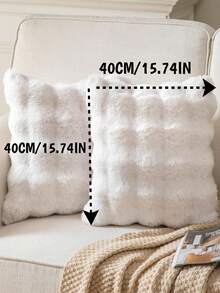 1件装饰性仿兔毛抱枕套（不含填充物），现代法兰绒毛绒抱枕套，拉链封口，适用于家居、沙发、客厅 - 彩色 - 查看 26