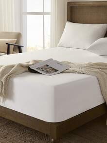 1 件纯色白色床笠、床垫保护套、床垫罩、床单、柔软透气、适合所有尺寸的床 - 单人床、双人床、特大床、大号床单、深口袋床单、最大 11.8 英寸深口袋床单、床罩、宿舍床上用品、背部学校床上用品