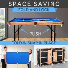 4.5ft 137.2 Cm Folding Pool Table 55in (140 Cm) Portable Foldable Billiards Game Table For And Adults With Sticks Cue Balls And Triangle Blue - Blue - View 2