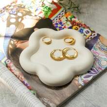 1个花形硅胶模具，DIY简易花卉托盘石膏模具，家居装饰/礼品展示环氧树脂模具，手工浇铸模具，珠宝展示托盘粘土硅胶模具 - 白色 - 查看 3