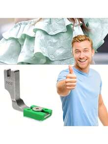 P950工业缝纫机，配备可调节褶皱压脚 - 重型涂层钢压脚，符合人体工程学的手柄，兼容锁式缝纫和褶皱缝纫，绿色布料收集附件，用于精密缝纫，结构坚固耐用 - 彩色 - 查看 5