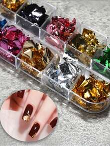 1 Box New Japanese Style Rose Gold/Silver Foil, Rainbow Resin Gold Foil, Suitable For DIY Jewelry And Nail Art Decoration Nails - Multicolor - View 3
