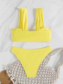 Women's Beach Vacation Casual Bikini Set Summer - Yellow - View 6