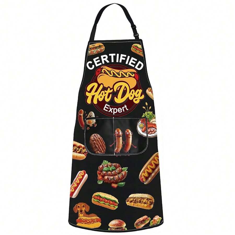 JNIAP Hot Dog Apron With Pockets Hot Dogs Lover Gifts Hot Dogs Chef Apron Fast Food Apron Hot Dog Maker Aprons,HotDogYellowExpert - 熱狗黃專家 - 查看 1