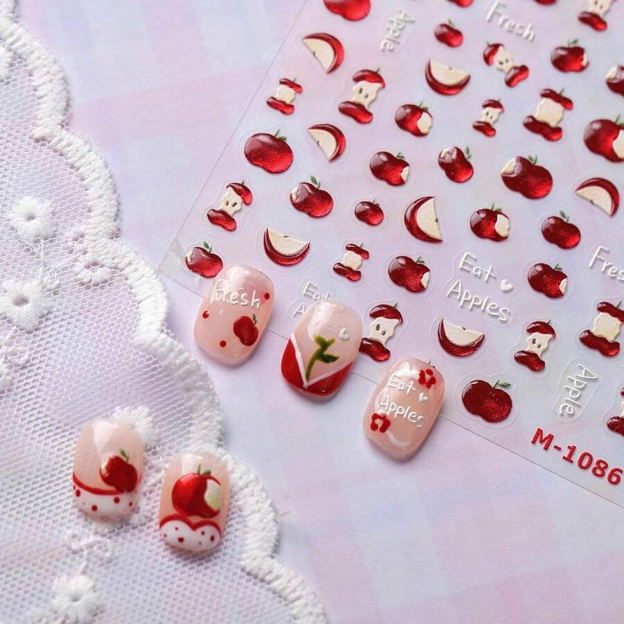 Silver Nail Art Stickers Heart Star Nail Decals With Metal Design 5D Embossed Self Adhesive Clock Nails Stickers Charms Supply For Women Girls Kid Manicure DIY Decorations - 顏色01 - 查看 1