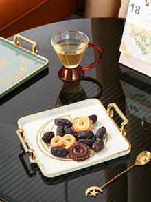 1 Peça Conjunto de Bandeja de Plástico com Estrela e Lua do Ramadã para Armazenamento e Organização de Alimentos, Bandeja Multiuso para Cozinha, Sala de Jantar, Sala de Estar, Adequada para Jogos de Chá, Utensílios de Vidro, Doces, Biscoitos, Pães, Casamentos, Festas, Presentes, Aniversários