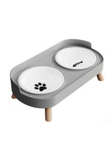 新款猫/狗高架双碗，集成食物和水碗，高架，有塑料/不锈钢/陶瓷材质可选，多种颜色可供您心爱的宠物选择