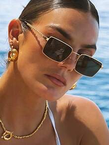 1pc Differentiated Avant-Garde Fried Dough Twists Leg Personalized Fashion Swing Fashion Glasses Square Fashion Glasses Back To School Wear Preppy - Multicolor - View 9