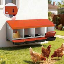 Techigher Chicken Nesting Boxes, 3/4 Hole Metal Chicken Egg Laying Box With Pull-Out Trays And Rollout Egg Collection For ChickenCoop - Orange, 4 Hole - View 4