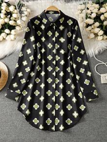 女士长袖全印花休闲阿拉伯风格上衣 - 彩色 - 查看 1
