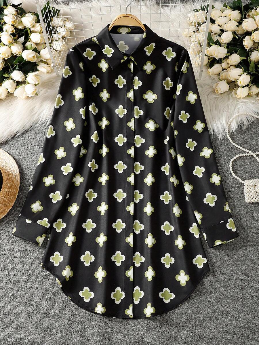 女士长袖全印花休闲阿拉伯风格上衣 - 彩色 - 查看 1