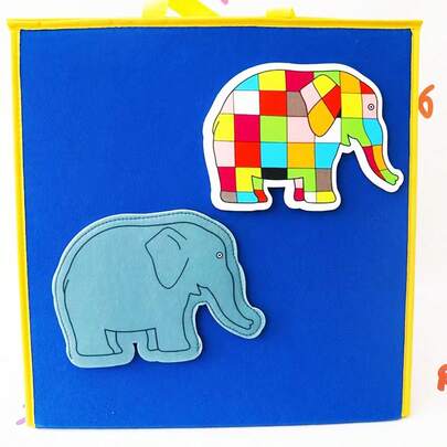 Quixorblex 2 piezas Elefante Emma de fieltro a cuadros, material didáctico en inglés, recursos para la educación temprana, juguetes educativos y de recompensa, adecuados para actividades interactivas, hogar, escuela, aula de educación temprana, eventos de rifa