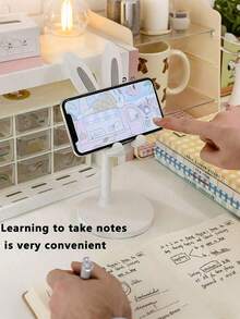 1 pièce Support de téléphone de bureau réglable mignon en forme de lapin - Support de téléphone lapin kawaii, convient aux étudiants, support de téléphone stable et paresseux, accessoire de bureau - Multicolore - Voir 8