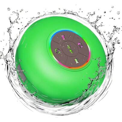 Altavoz Bluetooth para ducha con LED, mini altavoz inalámbrico portátil con micrófono y ventosa, IPX4 resistente al agua para ducha, viajes, piscina, flotación en el río y diversión al aire