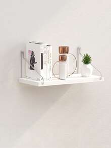 1pc Wall-Mounted Storage Rack, Wooden Divider Shelf With No Drilling Required, Living Room Wall Hanging Display Shelf, Dormitory Kitchen Organizing Wooden Board - Purple White - View 7